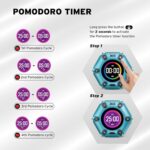 Pomodoro Timer, Magnetic Visual Timer with Flip Countdown, Silent & Alarm, Tools for Anyone, Cube Digital Timer for for Work, Kitchen Cooking, Study, 3/5/10/25/30/60min & Custom Countdown - Turquoise - Image 6