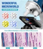 58-Piece Kids Microscope Kit - 100X-1200X Magnification, Metal Body, LED Light, Carrying Box - Science Experiment Toy for Kids Ages 5-12 - Image 5