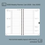 POPRUN 2026 Pocket Planner, (Small Size-4'' x 6.25'') - Daily Weekly and Monthly Calendar Agenda 2026 Appointment Book with Monthly Tabs, Spiral Soft Cover, Inner Pocket, 100 GSM - Navy Blue - Image 4