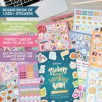bloom daily planners 40 Page Mega Planner Sticker Pack (1500+ Stickers) - 6” x 9” Bound Ultimate Variety Sticker Book with Foil - Seasons, Celebrations, Holidays, Food, Travel, Quotes & More - Vol. 1 - Image 3
