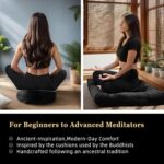 Meditation Zafu Cushion Set with Buckwheat Hulls & Memory Foam - Ergonomic Support for Yoga & Sitting - Removable Machine-Washable Luxury Velvet Cover - for Adults and Kids (Black) - Image 5