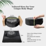 Meditation Zafu Cushion Set with Buckwheat Hulls & Memory Foam - Ergonomic Support for Yoga & Sitting - Removable Machine-Washable Luxury Velvet Cover - for Adults and Kids (Black) - Image 6