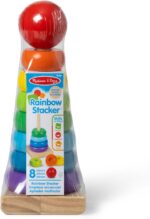 Melissa & Doug Rainbow Stacker Wooden Ring Educational Toy - Wooden Stacking Rings, Stacker Toys for Toddlers Ages 2+ - Image 4