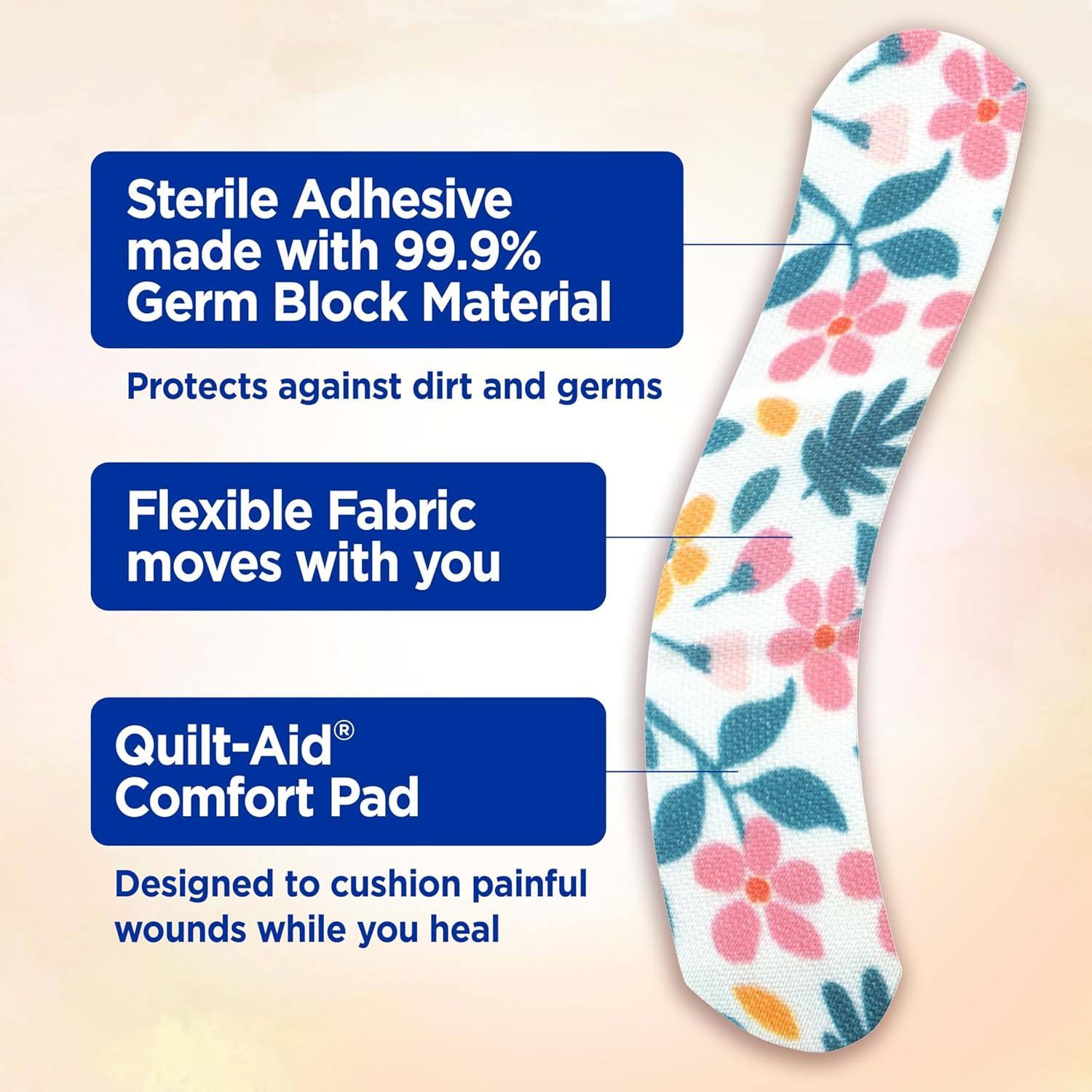 Band-Aid Brand Flexible Fabric Adhesive Bandages, Comfortable Flexible Protection & Wound Care for Minor Cuts & Scrapes, First Aid Bandage with a Wildflower Design, Assorted Sizes, 30 ct - Image 4