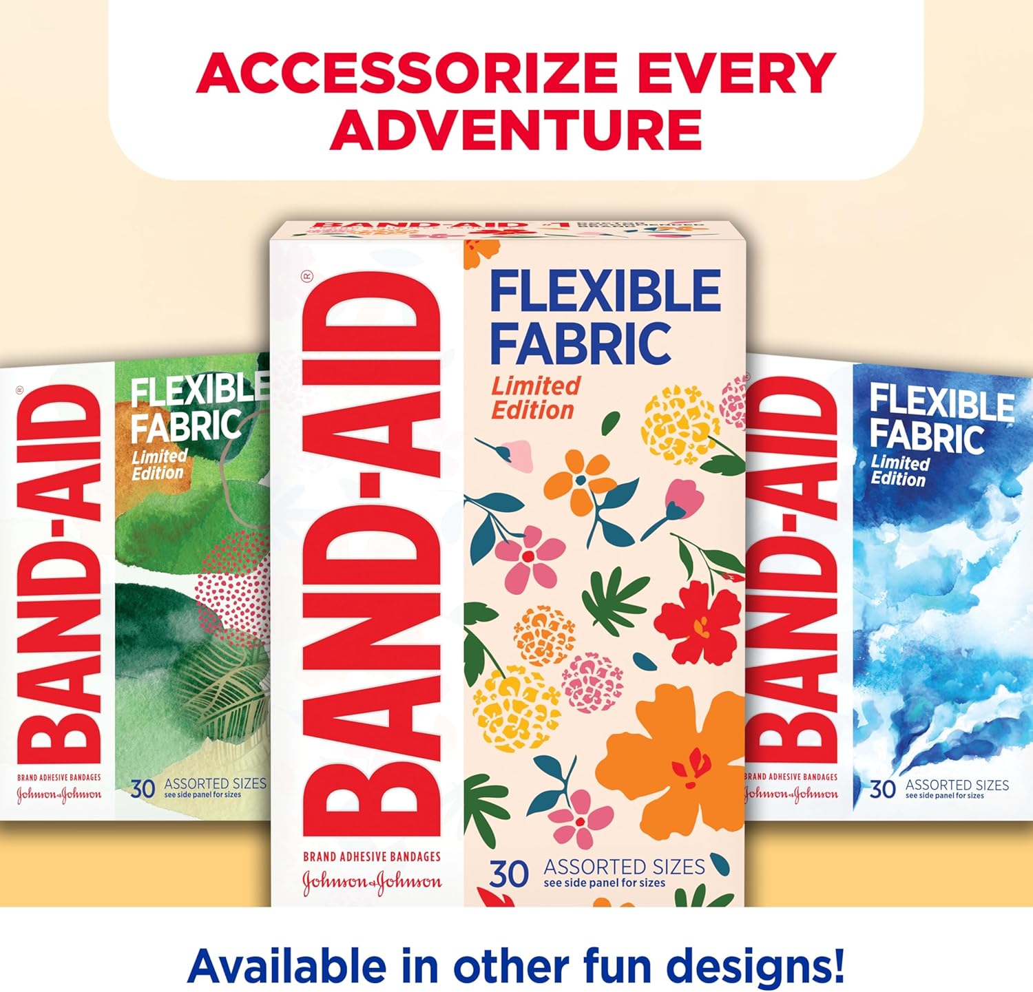 Band-Aid Brand Flexible Fabric Adhesive Bandages, Comfortable Flexible Protection & Wound Care for Minor Cuts & Scrapes, First Aid Bandage with a Wildflower Design, Assorted Sizes, 30 ct - Image 8