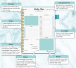 Daily Planner Undated, To Do List Notebook with Hourly Schedule Calendars Meal, Spiral Appointment Organizers Notebook for Man/Women, Pocket,Pen Loop, 160 Pages (7x10") - Image 4