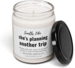 WITH MEMORIES-Smells Like She's Planning Another Trip Funny Travel Gift for Women, Jetsetter Gifts, Wanderlust Travel-Themed Scented Candle, 9oz Soy Wax Candle, 40-50 Hour Burn Time - Image 3