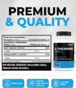 Renew Actives L-Theanine Supplements - Promotes Relaxation, Mental Clarity, & Focus - 250mg Per Serving - Non-GMO, Vegan, Gluten-Free - Made in Canada - 120 Easy-to-Swallow Capsules - Image 6
