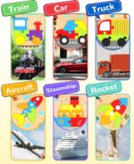 Yetonamr Wooden Toddler Puzzles Gifts Toys for 1 2 3 Years Old Boys Girls, 6 Vehicle Shape Montessori Toys Educational Blocks Stocking Stuffers Kids Gift Baby Learning Toy Age 1-3, 2-4 - Image 5