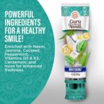 GuruNanda Hydroxyapatite Toothpaste, SLS & Fluoride Free, Whitening Toothpaste with Tongue Scraper & Squeezer - Freshens Breath, Fights Plaque - Natural CocoMint Jasmine Neem, 4.2oz - Image 5