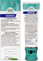 GuruNanda Hydroxyapatite Toothpaste, SLS & Fluoride Free, Whitening Toothpaste with Tongue Scraper & Squeezer - Freshens Breath, Fights Plaque - Natural CocoMint Jasmine Neem, 4.2oz - Image 6