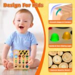 Busy Board Montessori Toys for Toddler, Wooden Sensory Board Switch Toy with Shape Sorter LED Light Up Toys Educational Plane Travel Activity for Girls & Boys - Image 3