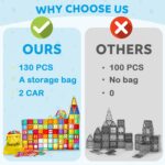 Ryoichi 138PCS Magnetic Building Tiles Set with 2 Cars, STEM Educational Construction Blocks & Montessori Learning Toys for Kids Ages 3-9+ Years - Image 5