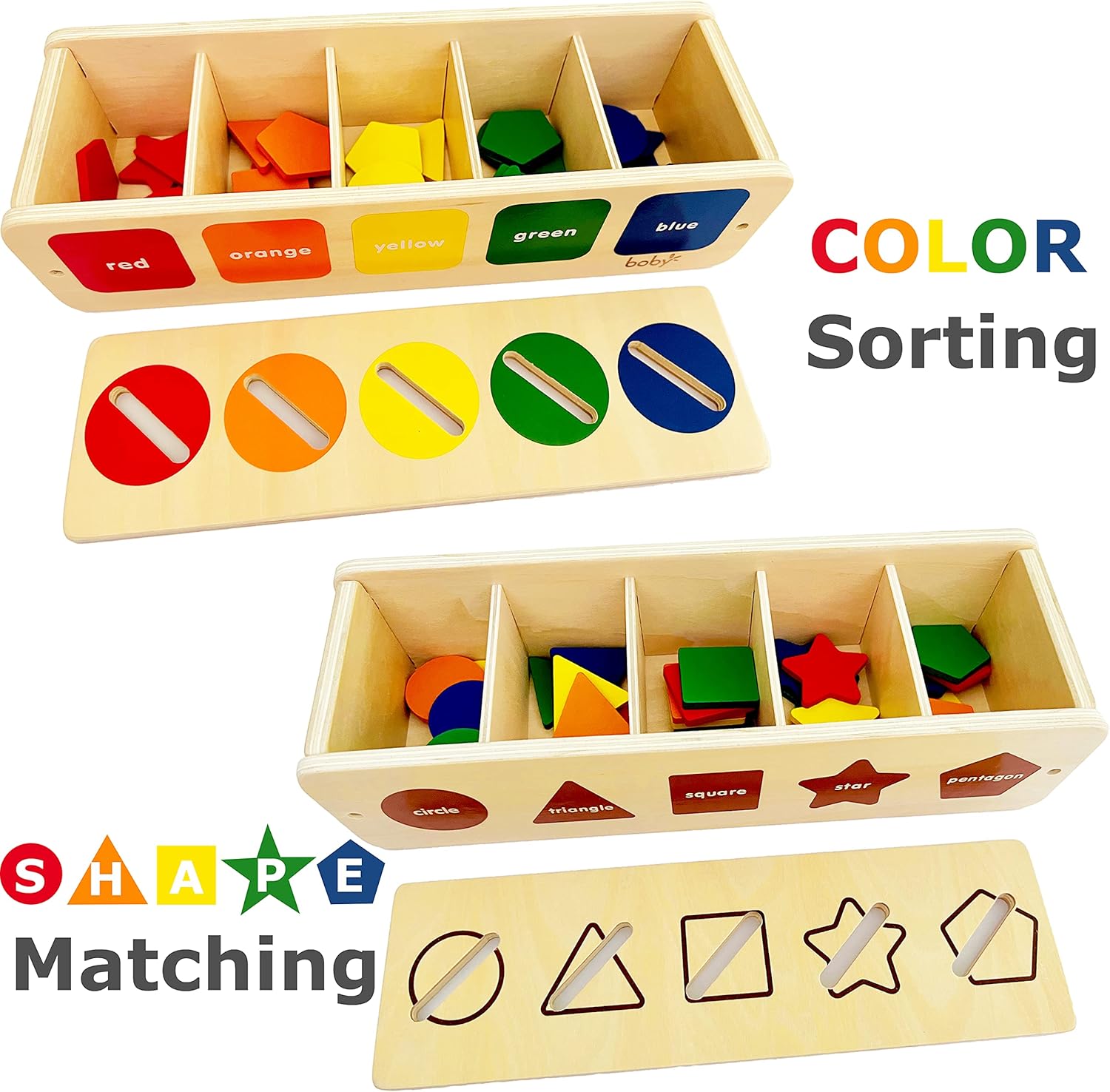 Dailyfunn Montessori Toys Color&Shape Sorting Learning Matching Box for Baby Toddlers 1-3 Year Old - Image 6
