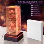 3D Love Crystal Night Light Gifts for Him Her Boyfriend Girlfriend Birthday Christmas, Romantic Love Crystal Lamp Wedding Anniversary Birthday Gift for Women Men Couples Wife Husband - Image 3