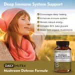 DailyNutra Mushroom Defense Formula - Immune Support Supplement | Organic Mushrooms, Hot Water Extracted - Reishi, Chaga, Maitake, Shiitake & Turkey Tail (90 Capsules) - Image 3