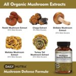 DailyNutra Mushroom Defense Formula - Immune Support Supplement | Organic Mushrooms, Hot Water Extracted - Reishi, Chaga, Maitake, Shiitake & Turkey Tail (90 Capsules) - Image 4