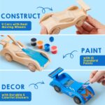 Klever Kits 4 DIY Wooden Race Cars-Build & Paint Your Own Wood Craft Kit, 4 Race Cars Toy, Easy to Assemble Arts Crafts Kit, Birthday Party Presents for Kids Boys and Girls - Image 3