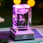 3D Rose Crystal Night Lamp with Adjustable LED Lights - I Love You, Mothers Day Gifts Ideas for Mom Valentines Day, Anniversary, Birthday Gift for Her, Wife, Girlfriend - Image 6