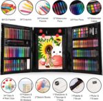 VigorFun Art Supplies, 240-Piece Art Set Crafts Drawing Kits with Double Sided Trifold Easel, Sketch Pads, Crayons, Colored Pencils, Gifts for Kids Girls Boys Teen Ages 4-6-8-9-12 (Black) - Image 3