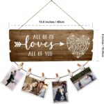 Buecasa Romantic Gifts for Girlfriend Boyfriend Couples Fiance - All of Me Loves All of You Photo Holder with 6 Heart Clips 15.8x6.0 Inches - Image 5