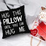 Sufamb Hug This Pillow Until You Can Hug Me Throw Pillow Covers, 18 x 18 Pillow Case, for Boyfriend Girlfriend Birthday Gifts, Long Distance Relationships Gifts (Black)(18x18in) - Image 3