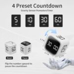 Productivity Timer Flip Gravity Sensor Cube Timer Countdown & Countup,Mute & Vibrate & Sound，5/10/30/60min & Custom Timing, Perfect for ADHD,Work,Learning,Kitchen Cooking (3, Black+White+Blue) - Image 3