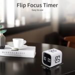 Productivity Timer Flip Gravity Sensor Cube Timer Countdown & Countup,Mute & Vibrate & Sound，5/10/30/60min & Custom Timing, Perfect for ADHD,Work,Learning,Kitchen Cooking (3, Black+White+Blue) - Image 8