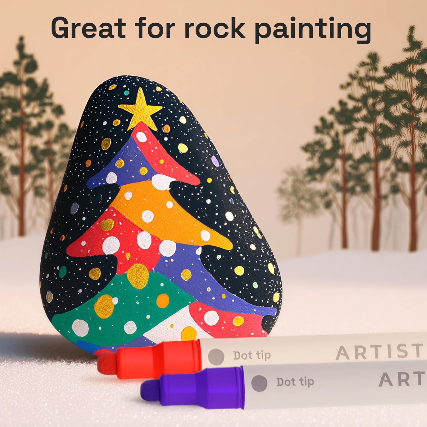 ARTISTRO 24 Acrylic Paint Markers for Rock, Fabric, Wood, Glass, Craft, Decoration - Dual-Tip Paint Pens - Stocking Stuffers, Christmas Gift Idea for Teens, Grandkids, Kids - Art Supplies - Image 9