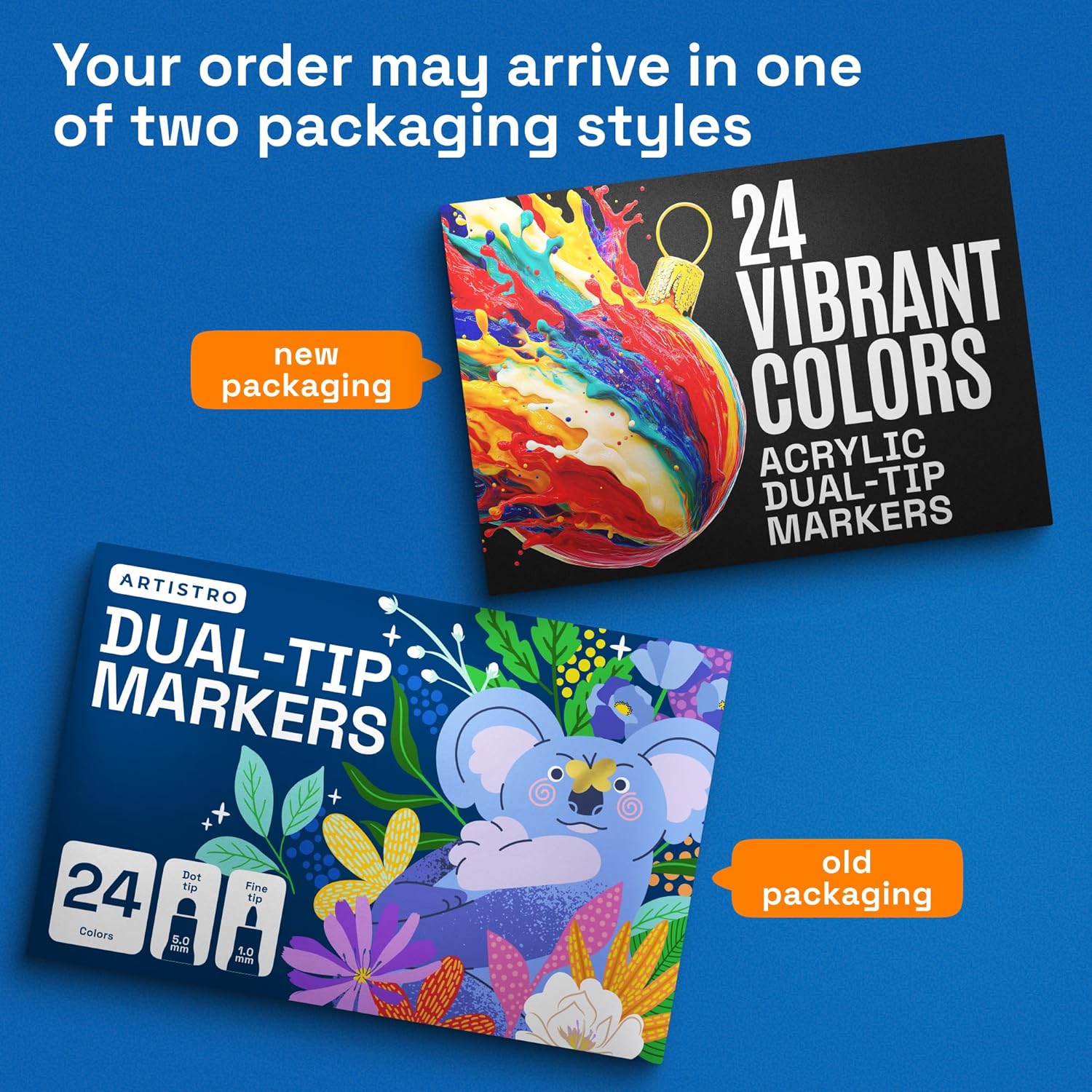 ARTISTRO 24 Acrylic Paint Markers for Rock, Fabric, Wood, Glass, Craft, Decoration - Dual-Tip Paint Pens - Stocking Stuffers, Christmas Gift Idea for Teens, Grandkids, Kids - Art Supplies - Image 10