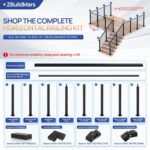 1 Pack 35"x3"x3" Horizontal Aluminum Stair Railing Post, Stair End Post, Black Textured Powder-Coat Finish Horizontal Rail System for Outdoor Decks, Porches & Balconies - Image 3