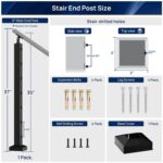 1 Pack 35"x3"x3" Horizontal Aluminum Stair Railing Post, Stair End Post, Black Textured Powder-Coat Finish Horizontal Rail System for Outdoor Decks, Porches & Balconies - Image 6