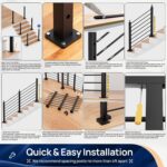 1 Pack 35"x3"x3" Horizontal Aluminum Stair Railing Post, Stair End Post, Black Textured Powder-Coat Finish Horizontal Rail System for Outdoor Decks, Porches & Balconies - Image 7