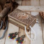 Ajuny Handcrafted Wooden Jewelry Box with Tai Chi Flower Carving – 8x5 Inch Treasure Chest for Keepsakes, Trinkets, Gifts, Decorative Storage Box for Men & Women, Home Organizer - Image 5