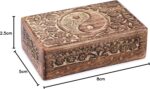Ajuny Handcrafted Wooden Jewelry Box with Tai Chi Flower Carving – 8x5 Inch Treasure Chest for Keepsakes, Trinkets, Gifts, Decorative Storage Box for Men & Women, Home Organizer - Image 7