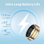 New Smart Ring for Women and Men, Fitness Tracker with Heart Rate Monitor, Sleep Tracker,100+ Sport Modes, Step Counter, IP68 Waterproof, No Subscription Fee for iOS/Android (Black, 11) - Image 5