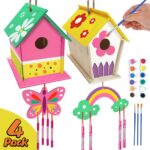 Crafts for Kids Ages 4-8 - 4 Pack DIY Bird House Wind Chime Kit - Build and Paint Birdhouses Wooden Arts Kits Easter Basket Stuffers Gifts for Girls Kids Boys Toddlers Ages 3-5 4-6 6-8 8-12 - Image 3
