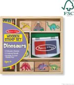 Melissa & Doug Wooden Stamp Set: Dinosaurs - 8 Stamps, 5 Colored Pencils, 2-Color Stamp Pad - FSC Certified - Image 4