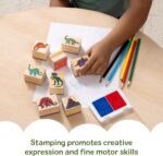Melissa & Doug Wooden Stamp Set: Dinosaurs - 8 Stamps, 5 Colored Pencils, 2-Color Stamp Pad - FSC Certified - Image 5