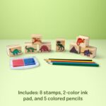 Melissa & Doug Wooden Stamp Set: Dinosaurs - 8 Stamps, 5 Colored Pencils, 2-Color Stamp Pad - FSC Certified - Image 6