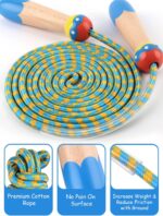 Jump Rope for Kids, Lorvain Adjustable Skipping Rope, Kids Jump Ropes with Wooden Handle for Girls Boys, Weighted Jumping Ropes for Fitness Workout Exercise Outdoor Fun Activity - Image 4