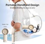 JISULIFE Handheld Portable Turbo Fan [16H Max Cooling Time], 4000mAh USB Rechargeable Personal Battery Operated Mini Small Pocket Fan with 5 Speeds for Travel/Outdoor/Vacation/Concerts - Brown - Image 6