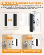 Portable Door Lock for Travel, Adjustable No Drilling Door Reinforcement Lock, Extra Latch Stopper for Hotel Room, Home Apartment, Inward Swing Door - Family & Travelers Security (White-1PC) - Image 4