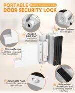Portable Door Lock for Travel, Adjustable No Drilling Door Reinforcement Lock, Extra Latch Stopper for Hotel Room, Home Apartment, Inward Swing Door - Family & Travelers Security (White-1PC) - Image 5