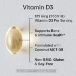 Sports Research® Vitamin D3 w/Coconut MCT Oil - High Potency Vitamin D3 5000iu (125mcg) Supplement for Immune & Bone Support - Seed Oil Free - Non-GMO - Gluten Free (360 Liquid Softgels) - Image 3