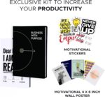 MOMENTUM PLANNER - Daily, Weekly, Monthly Business Productivity Planner Kit, Black Undated A5 size Planner - 192 Pages Journal Motivational stickers & Post cards - for Office, Students 2025 - Image 3