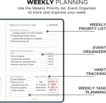 MOMENTUM PLANNER - Daily, Weekly, Monthly Business Productivity Planner Kit, Black Undated A5 size Planner - 192 Pages Journal Motivational stickers & Post cards - for Office, Students 2025 - Image 5