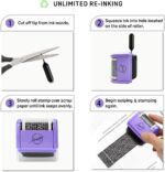 Miseyo Wide Identity Theft Protection Roller Stamp Set - Purple (3 Refill Ink Included) - Image 4