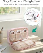 BAGSMART Electronics Organizer Travel Case, Cord Storage for Chargers Cables Phones, Compact Tech Accessories Pouch, Pink - Image 4