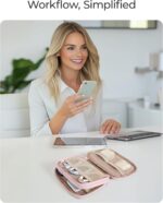 BAGSMART Electronics Organizer Travel Case, Cord Storage for Chargers Cables Phones, Compact Tech Accessories Pouch, Pink - Image 7